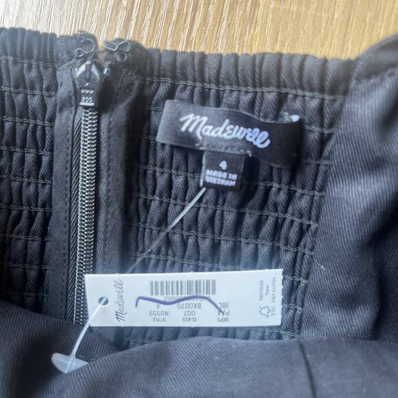 NWT Madewell Black Seamed Squareneck Midi Dress Size 4 Cotton Linen Blend Black - Picture 7 of 8